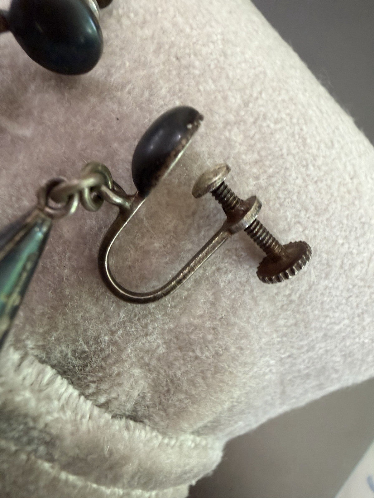 925 Sterling Silver Vintage Siam  Hindu Bell Screw Back Earrings