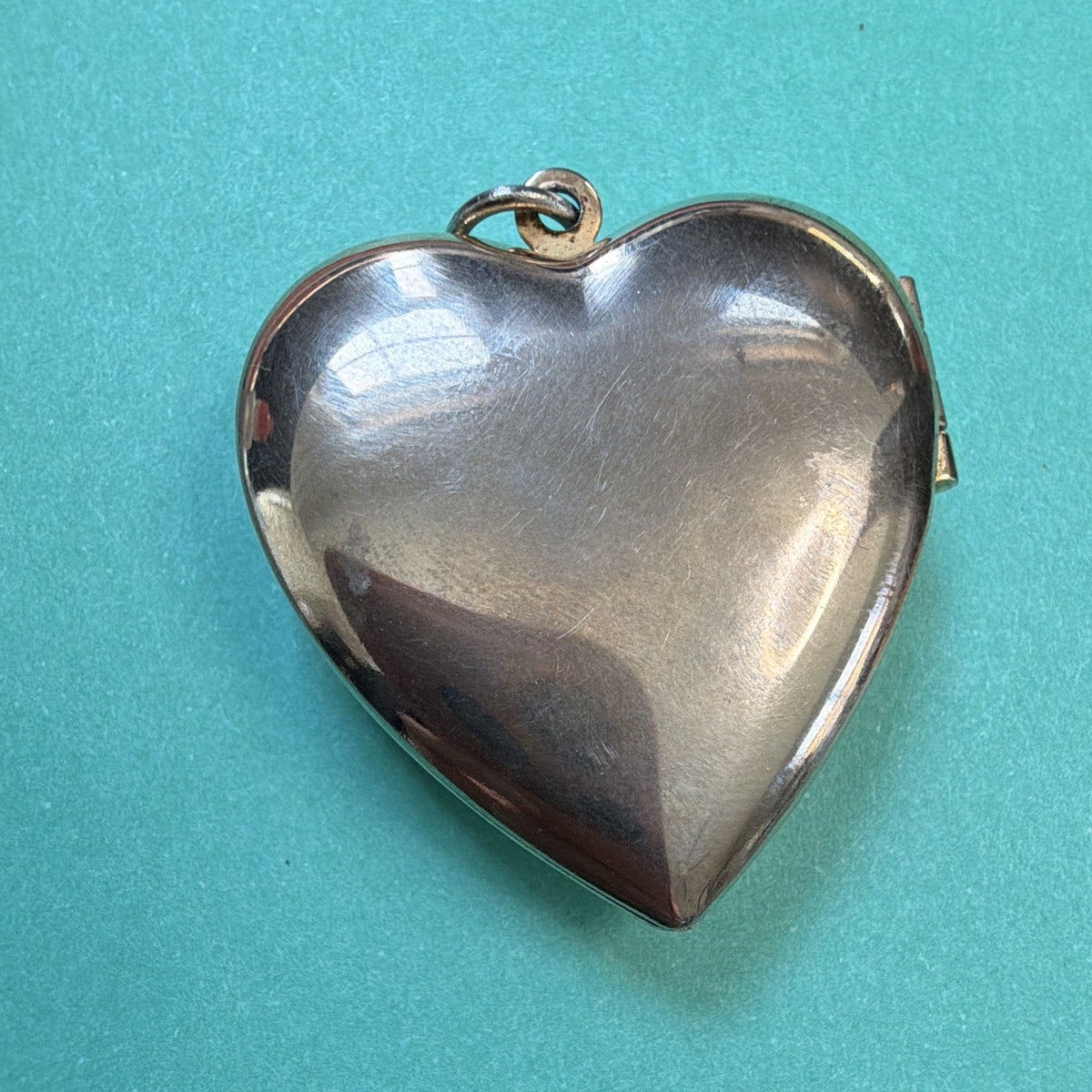 Vintage Gold Tone Layered Double Heart Locket Pendant Rhinestone 1”