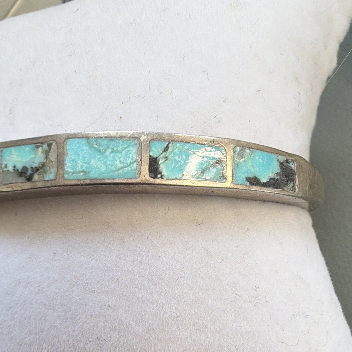 Turquoise Blue Inlay Sterling Silver 925 Cuff Bracelet Small Adult/ Childs 15g