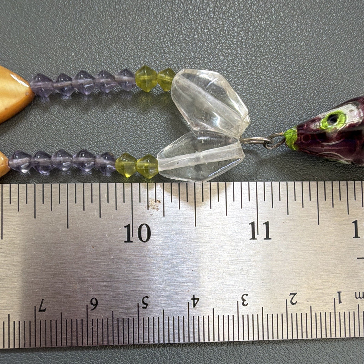 Multicolor Beaded Articulating Cloisonné Fish Pendant  Toggle Clasp