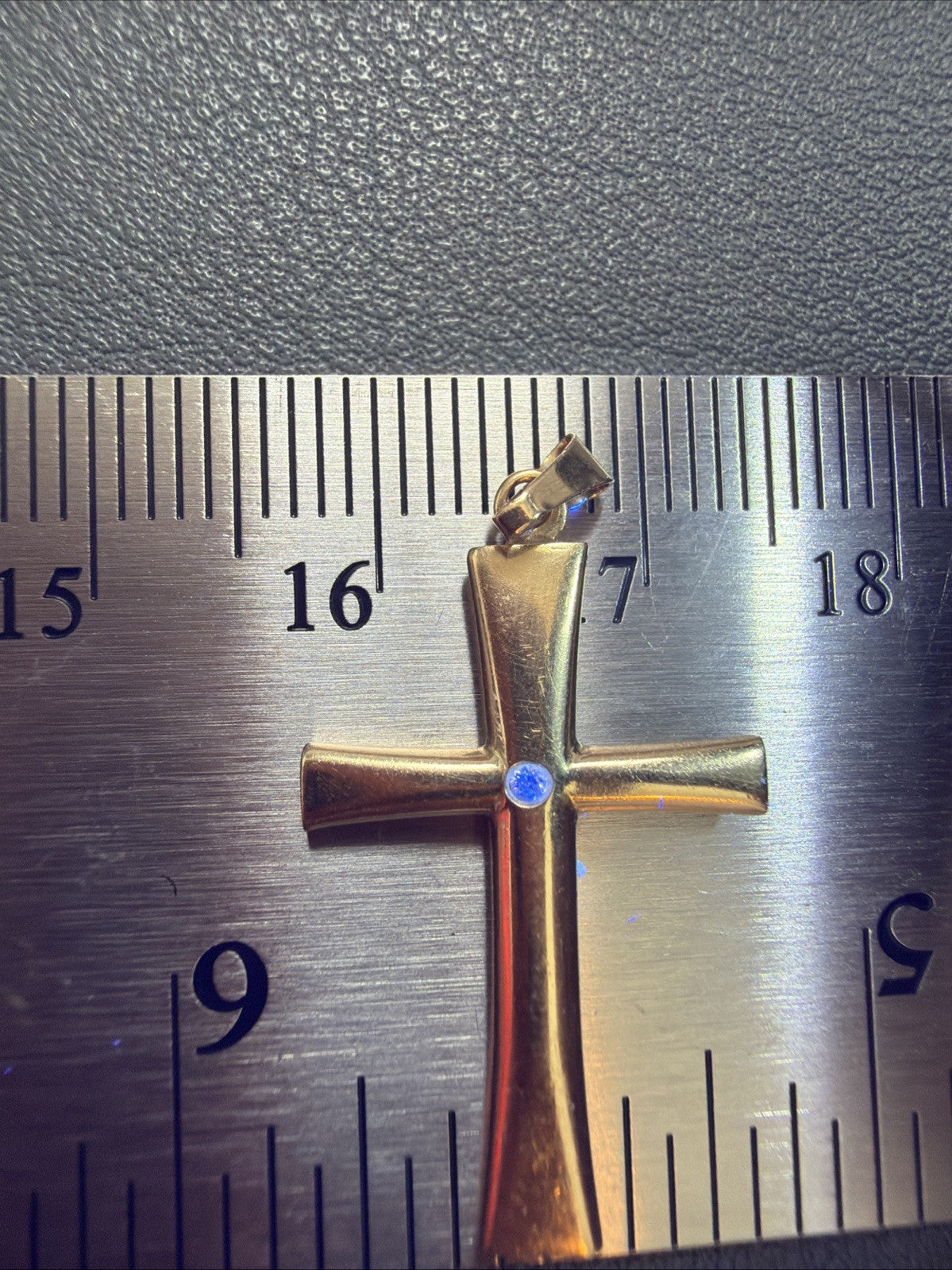 Puffy Vintage RL 14k Turkey Yellow Gold Cross Pendant With Diamond