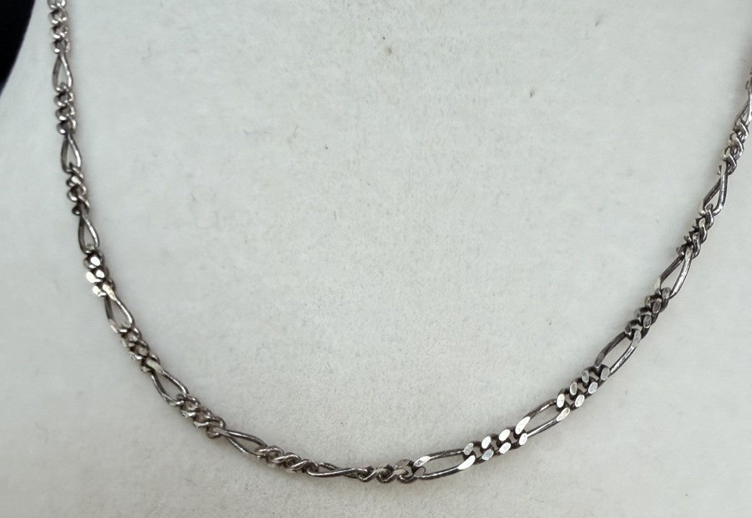 10inch solid .925 sterling silver figaro chain - Anklet Or Child Size