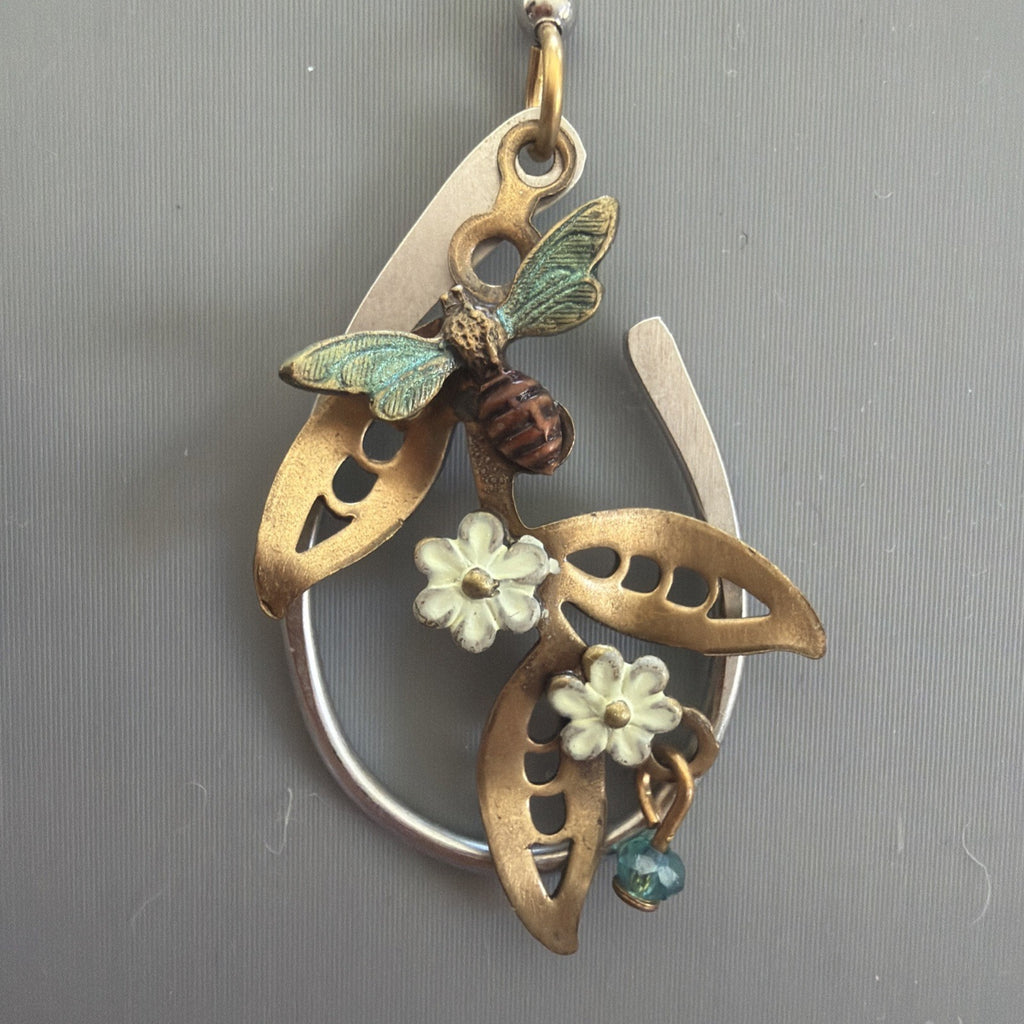 Silver Forest Gold Floral and Bees USA Hand Crafted Hypoallergenic Earrings