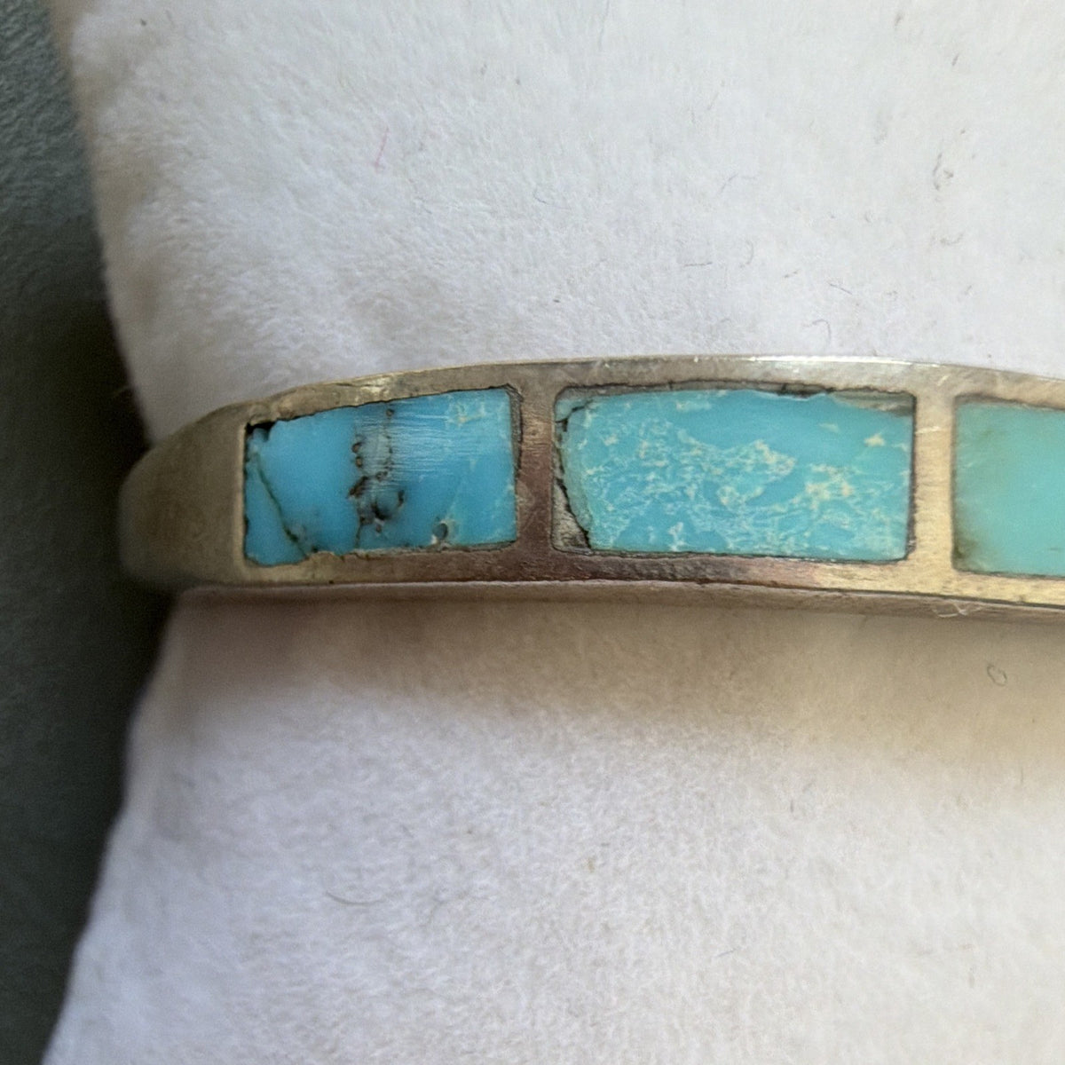 Turquoise Blue Inlay Sterling Silver 925 Cuff Bracelet Small Adult/ Childs 15g