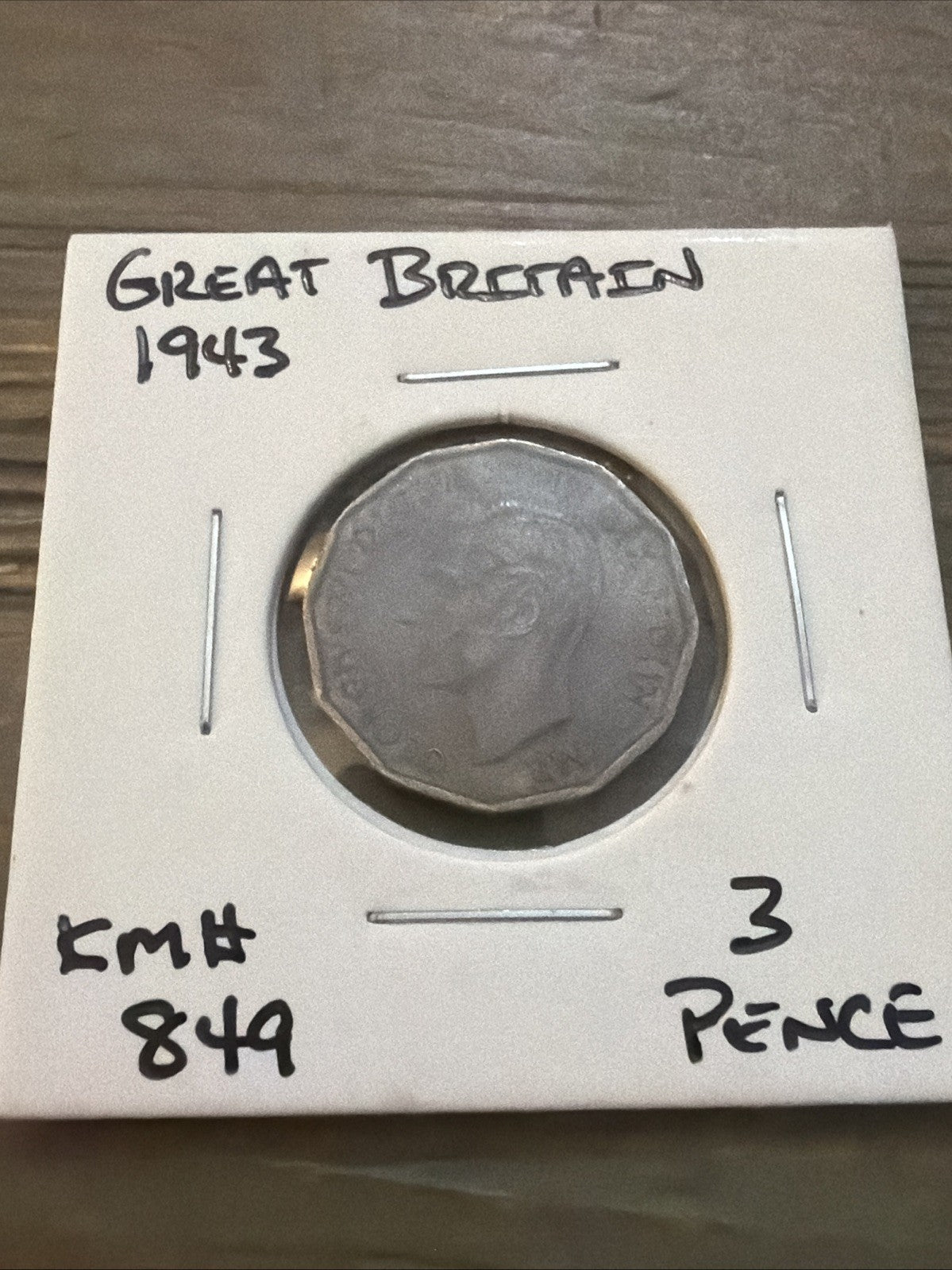 1943 Great Britain Three 3 Pence - British Coin.