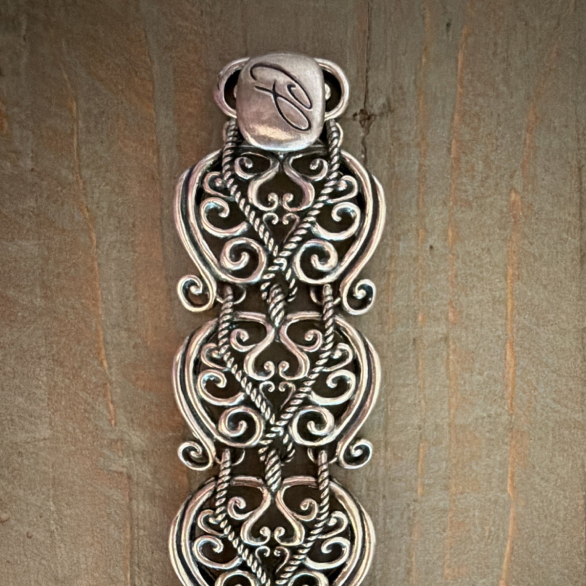 Carolyn Pollack 925 Sterling Silver Filigree Scroll Link Bracelet Southwest 52g