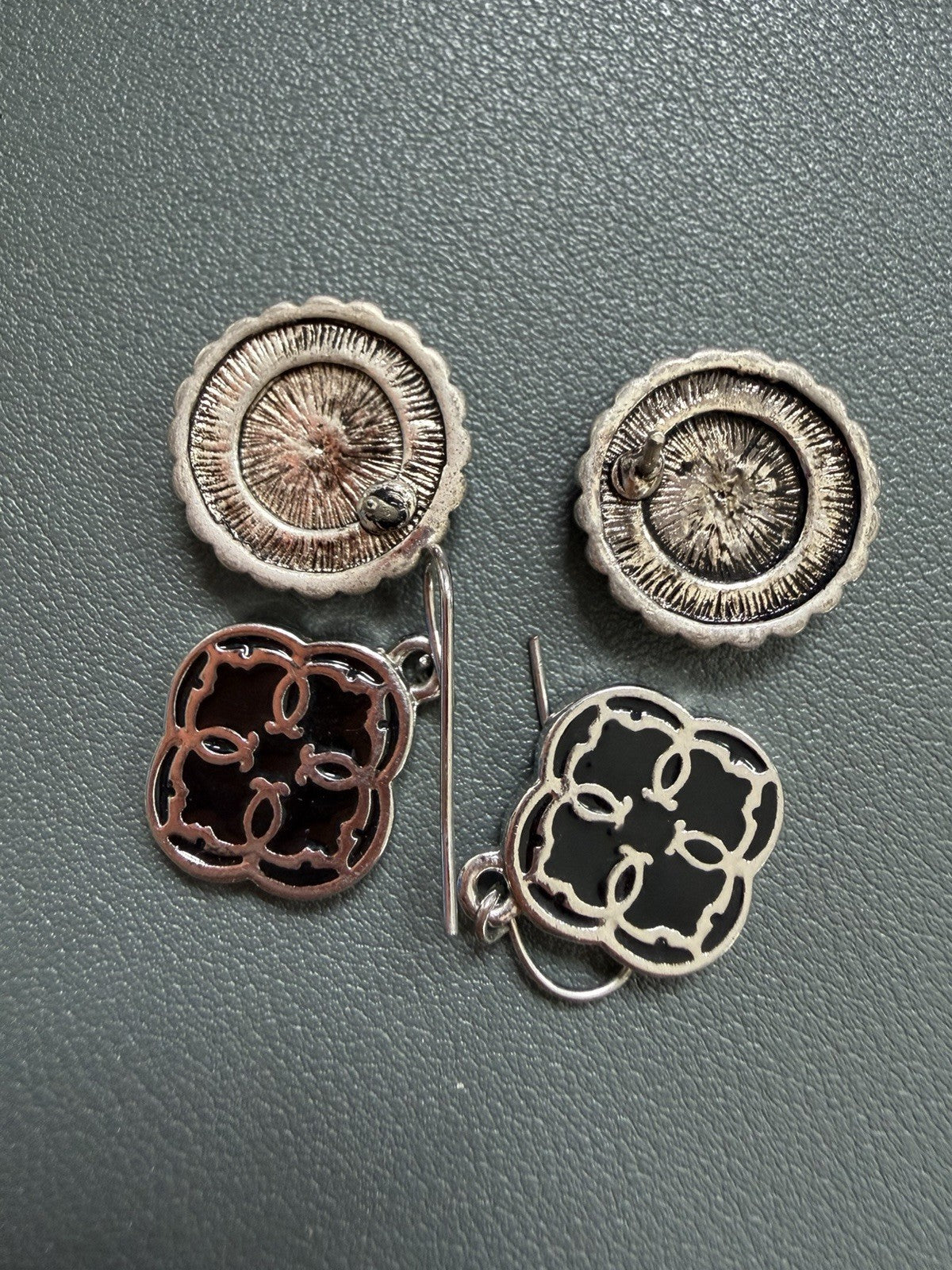 Black & Silver Earrings Lot of 2  Pierced Fashion Jewelry