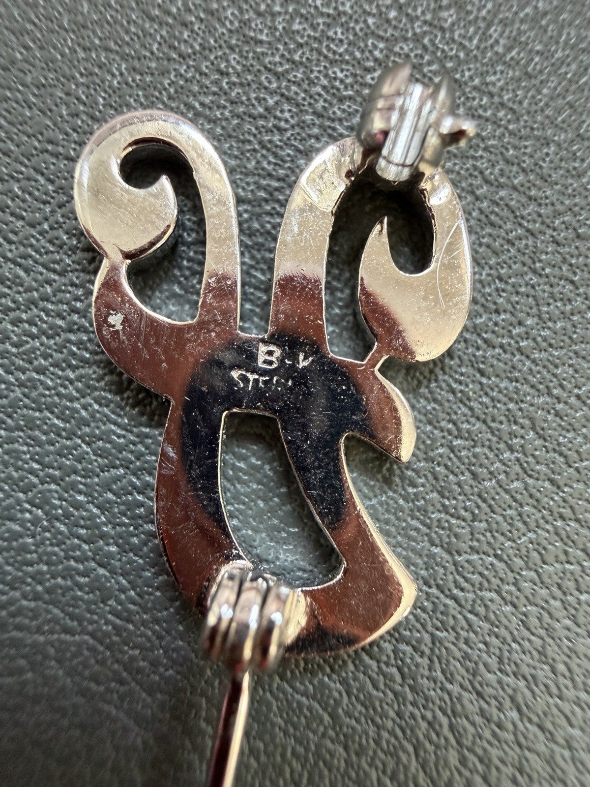 Vintage Sterling Silver Marcasite 925 A Initial H Brooch 1” X  3/4"