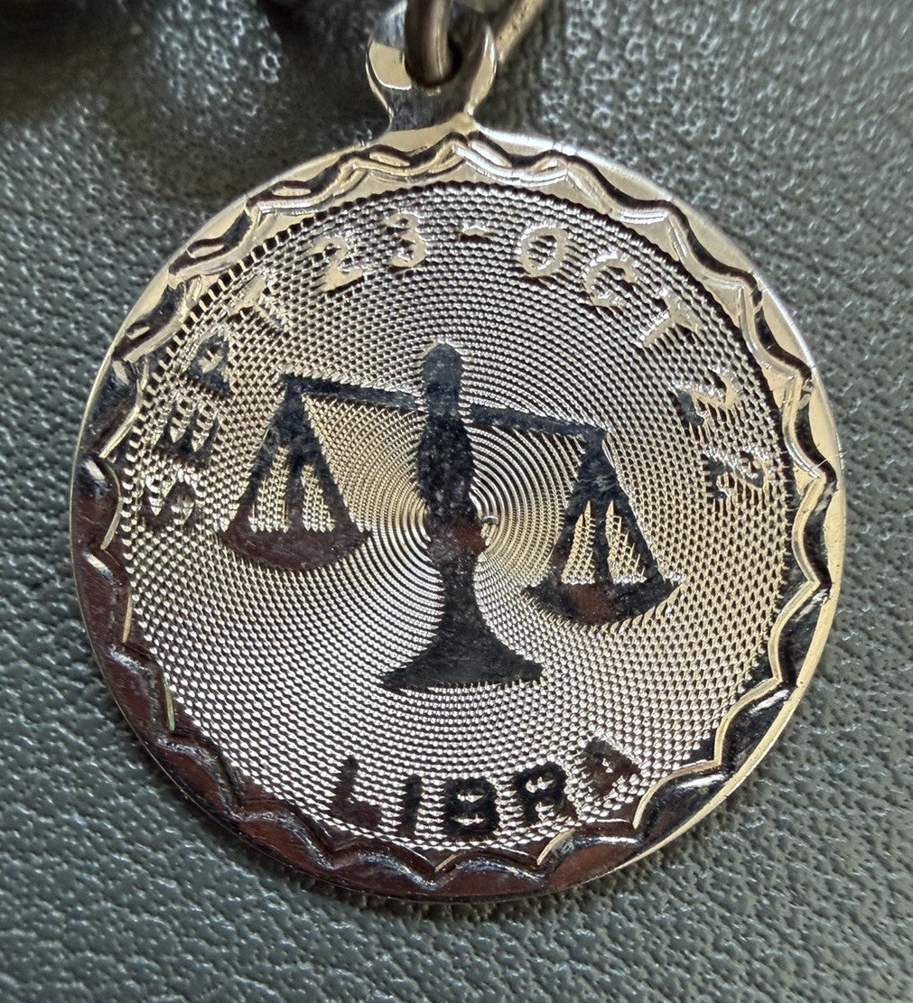 Vintage 925 Sterling Silver LIBRA Zodiac Astrology Sign Charm Pendant