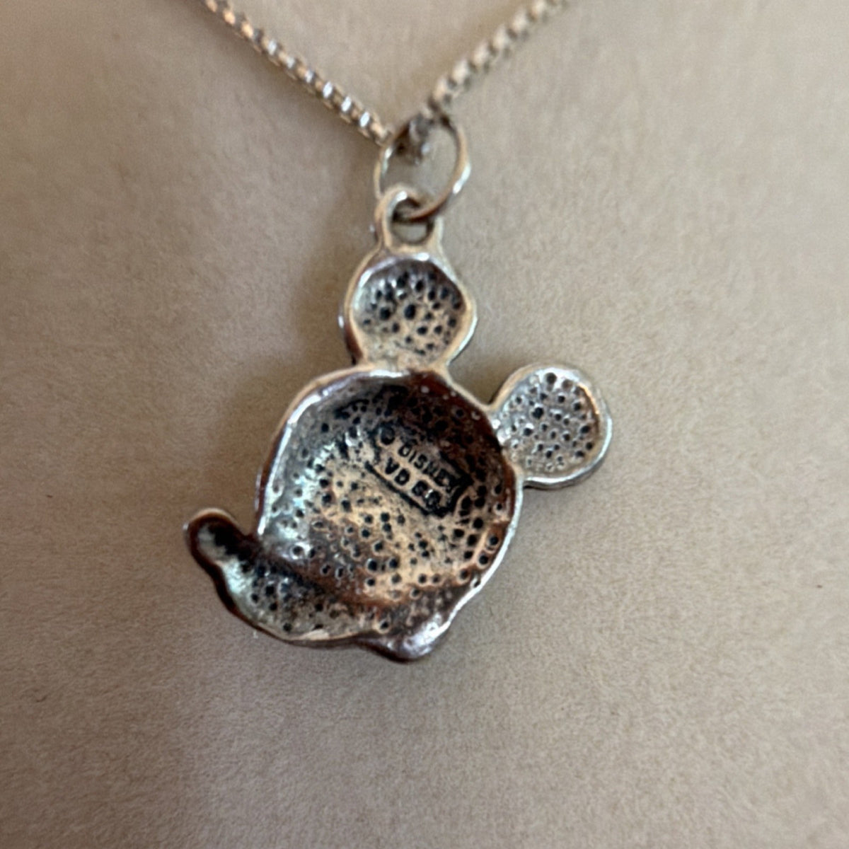 Vintage Disney Mickey Mouse Silver Silver 925 Pendant And 18inch chain