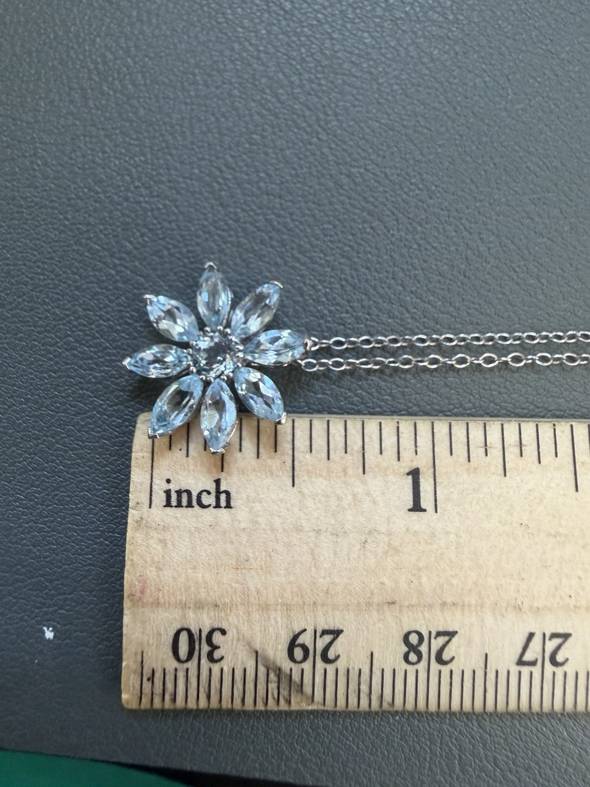 NIB Blue Topaz Flower Sterling Silver Italy 925 Pendant NF on 18" Necklace
