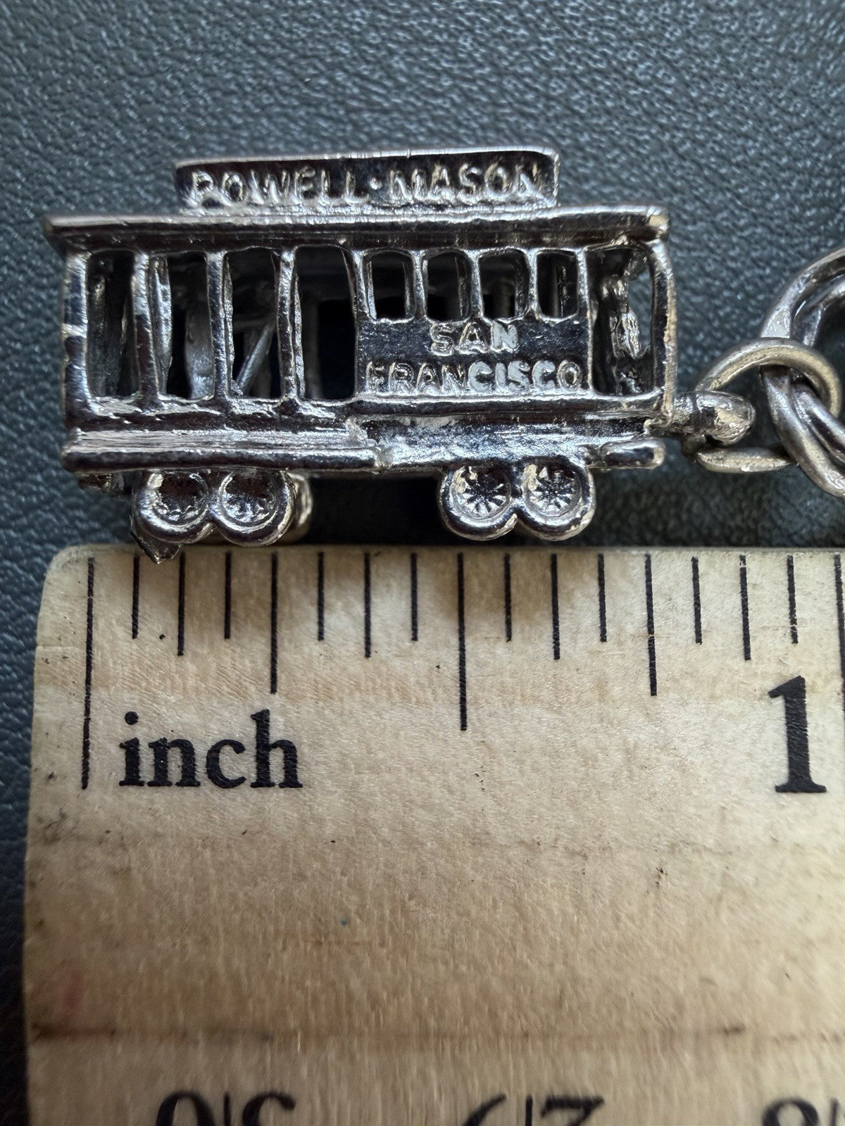 925 Sterling Silver Powell Mason Cable Car Trolley Bracelet Charm San Fran
