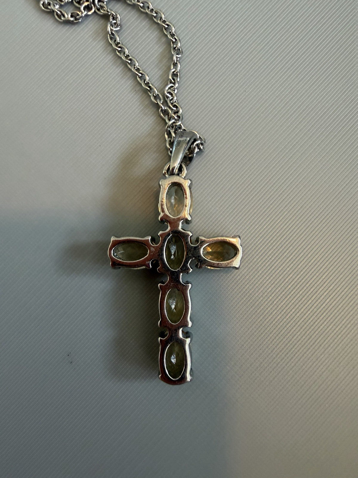 Beautiful Citrine Cross Necklace Stainless Steel With strong  Magnetic Closure