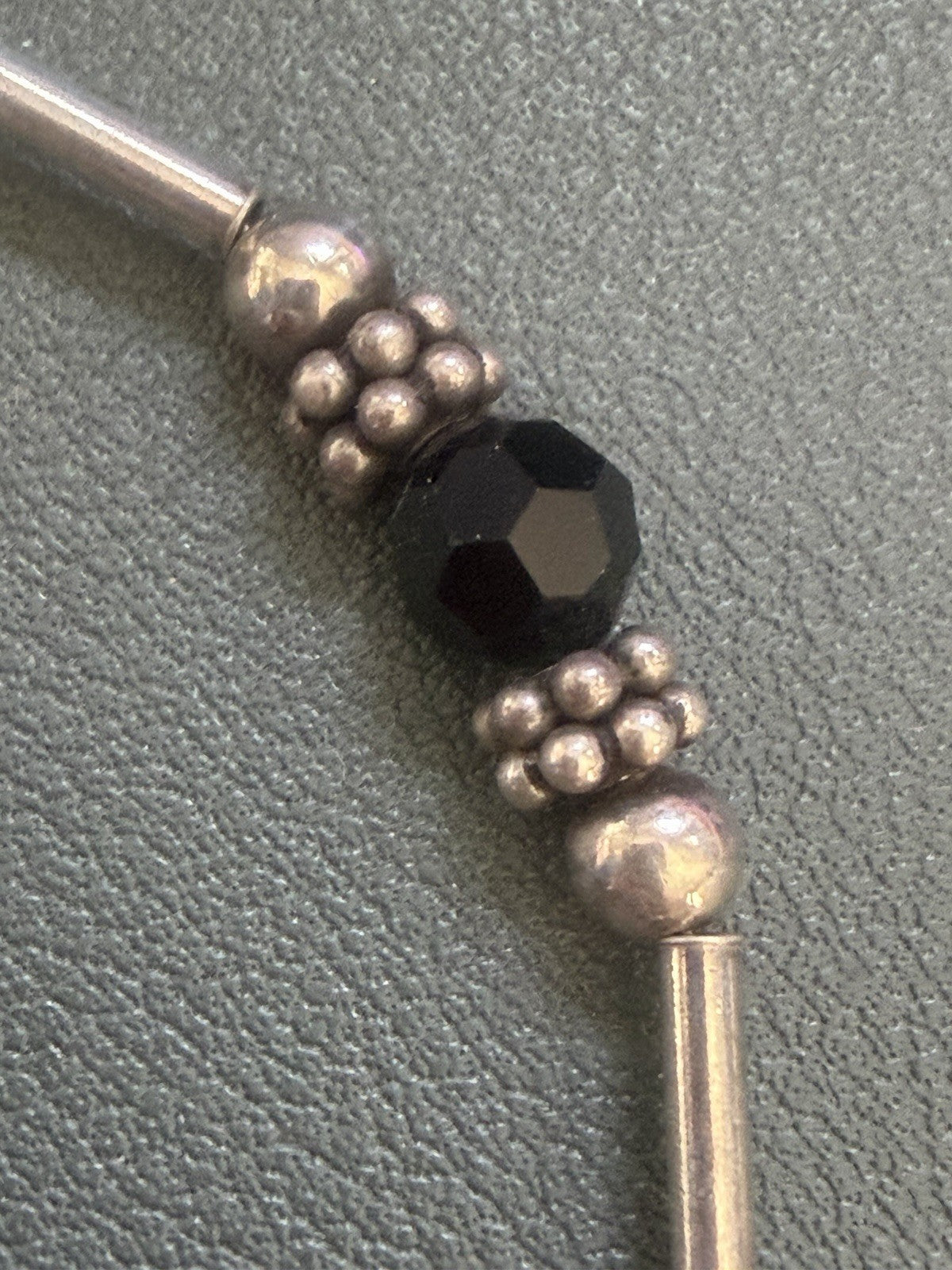 Sterling Silver Awareness Ribbon Charm 925 Bar Beaded Crystal Bracelet 7inch CCA