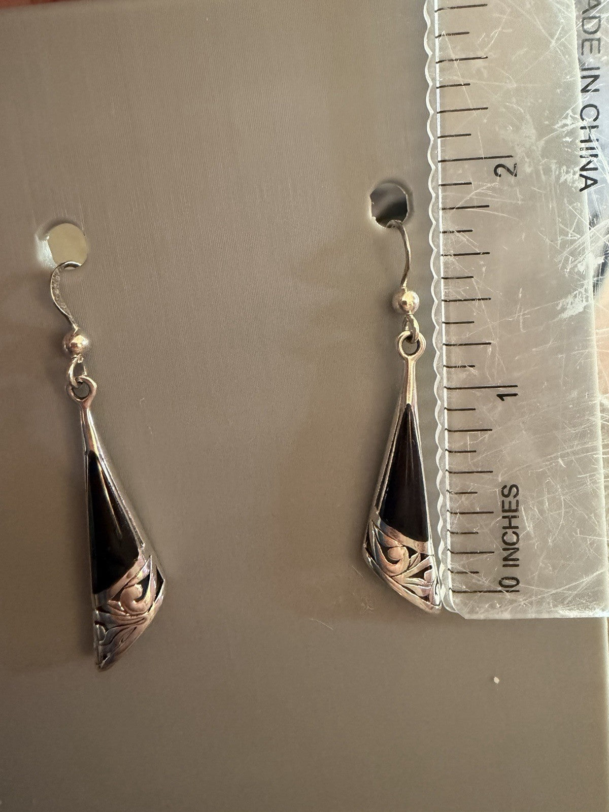 PSCL Peter Stone 925 Sterling Silver Designer Signed Onyx Color Dangle Earrings