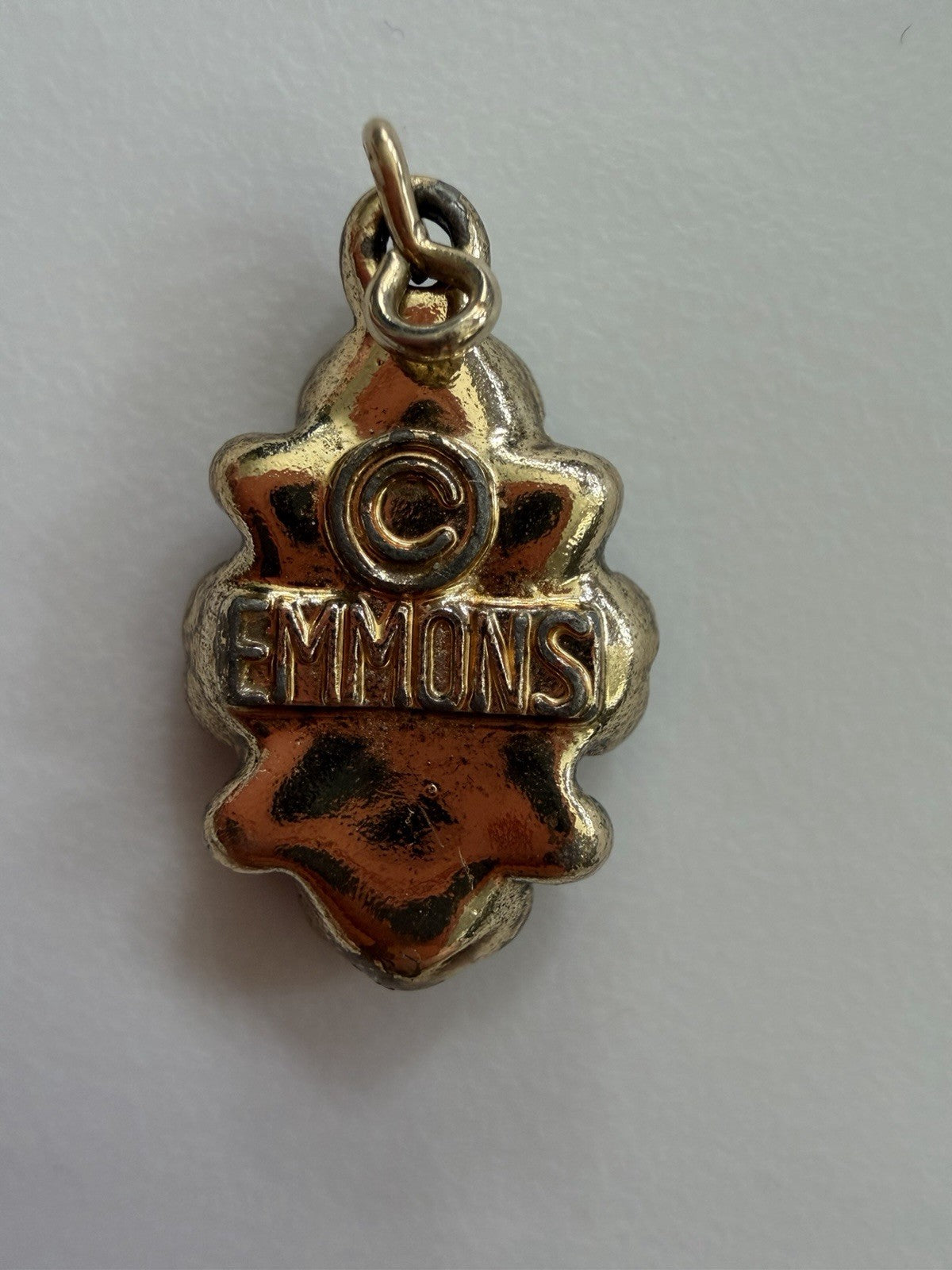 Vintage Signed EMMONS Multicolor Rhinestone Flower Charm Brass Pendant