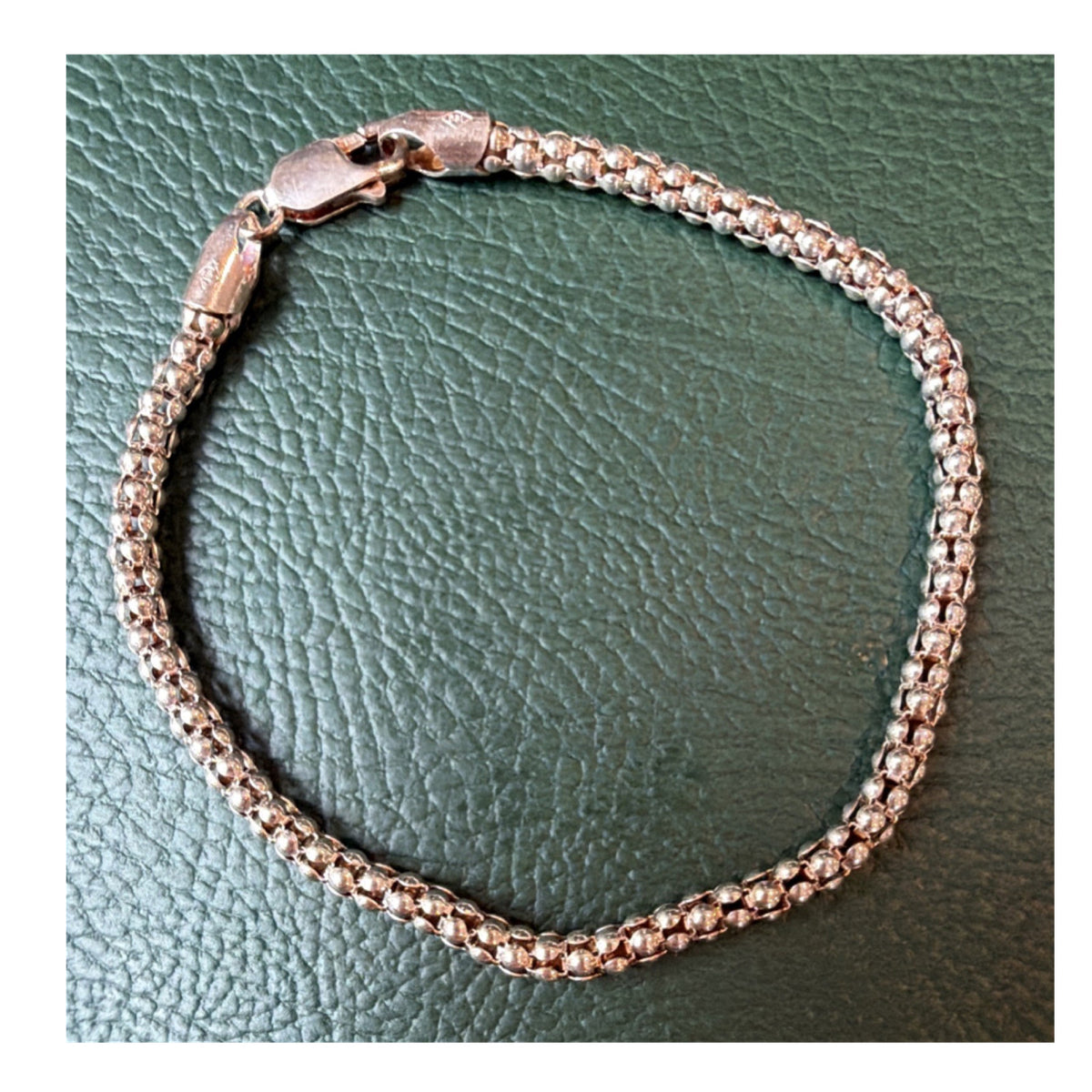925 Sterling Silver Italian Ball Bead Chain Bracelet Lobster Clasp Italy 7.25