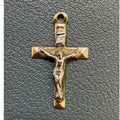 14K Yellow Gold INRI Crucifix Cross Pendant Charm Jesus Christ Vintage