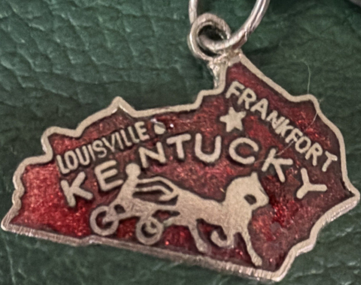 Kentucky State Charm Red Enamel Metal Silver