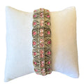 Silver Tone Pink Round Crystal Rhinestone stretch Cuff Bracelet