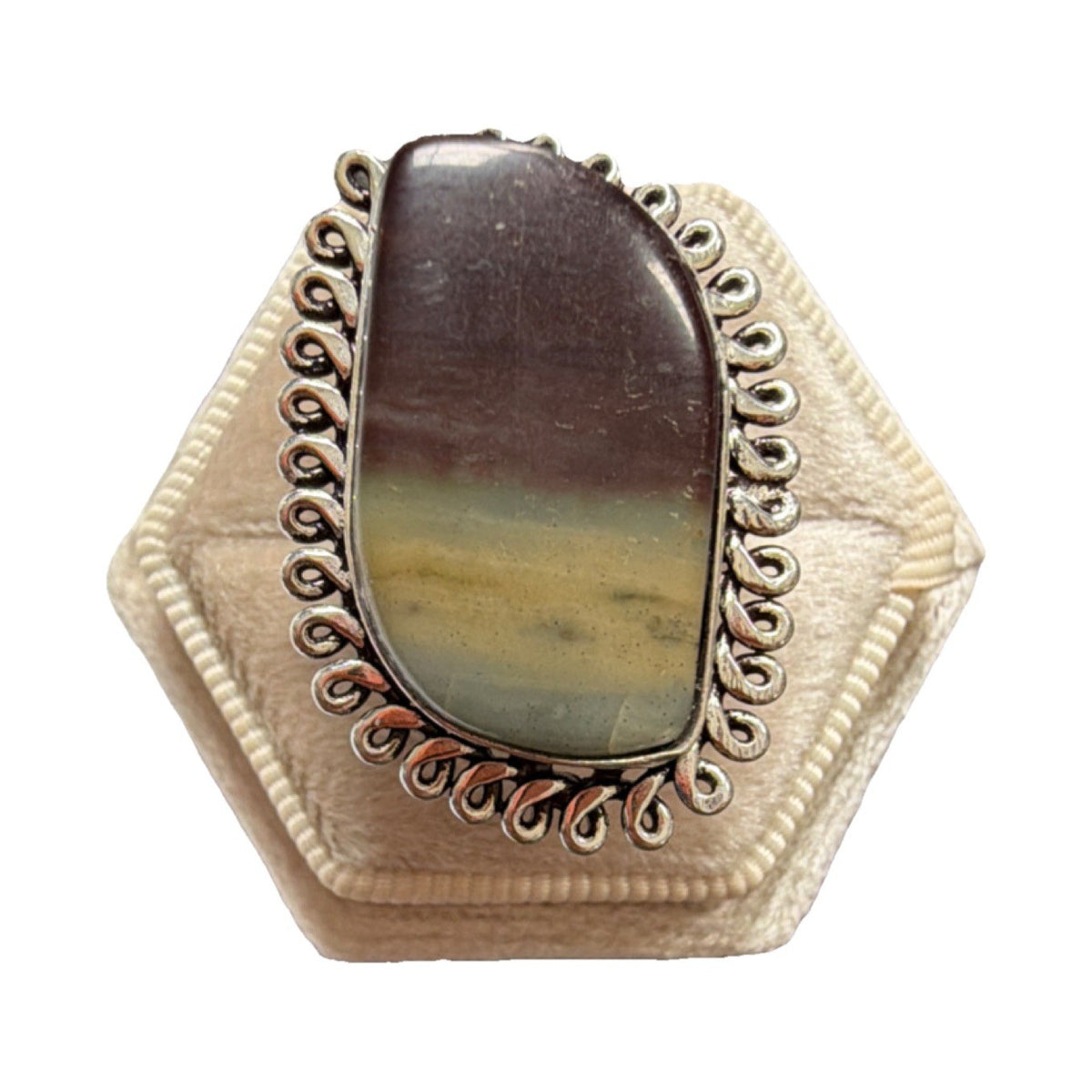 Jasper/Agate Freeform Multicolor Statement Ring, Size 7