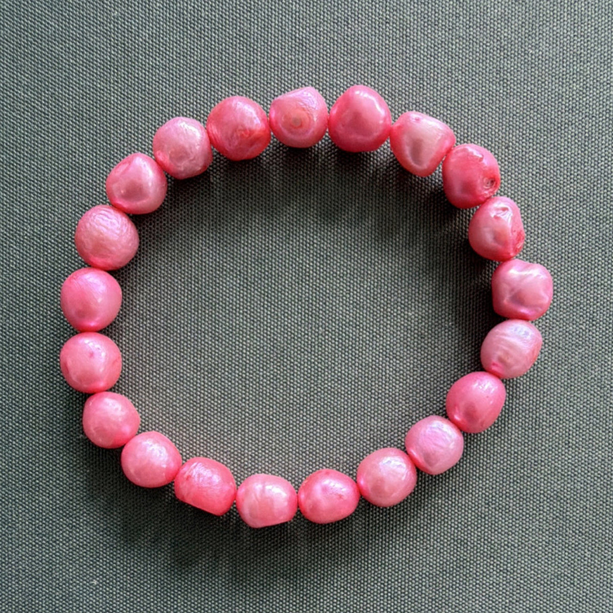 Pink Pearl Beaded Stretch Bracelet Round Beads No Closure 