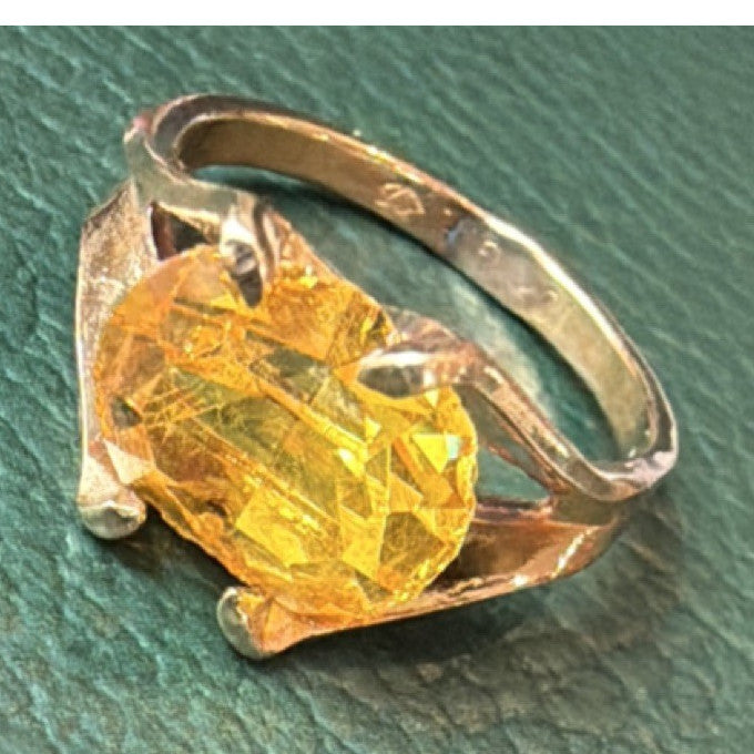 Vintage 10K Yellow Gold Filled Oval Yellow Citrine  Ring Sz 5