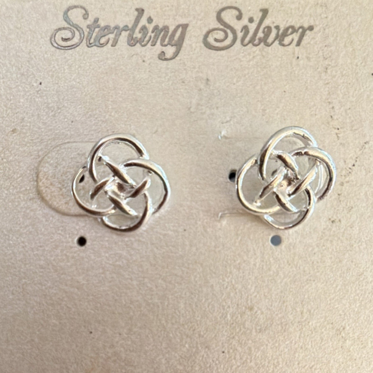 Sterling Silver 925 Knot Stud Earrings Butterfly Closure