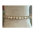 925 Sterling Silver Gold Vermeil White Quartz Tennis Bracelet 8”