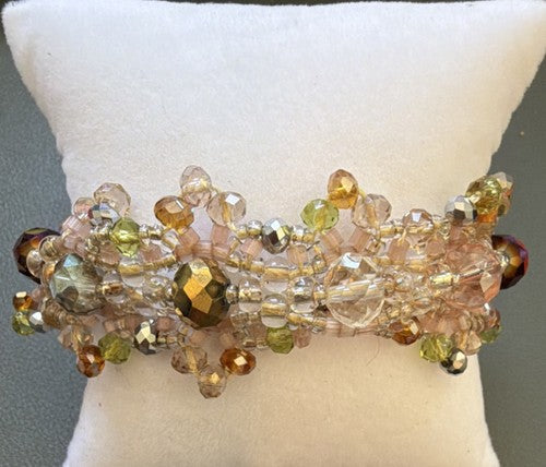Multicolor Bohemian Beaded Crystal Glass Bracelet magnetic closure 7.5inches